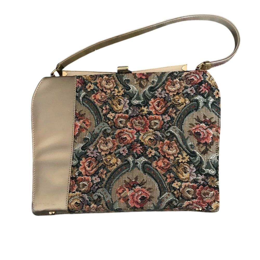 Vintage women’s handbag tapestry‎ clasp closure